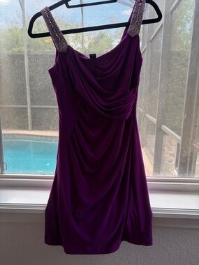Lauren Ralph Lauren Purple Beaded-Strap Mini Dress